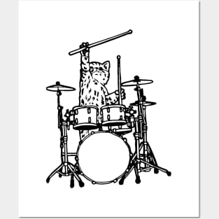 Cat Playing Drum Posters and Art